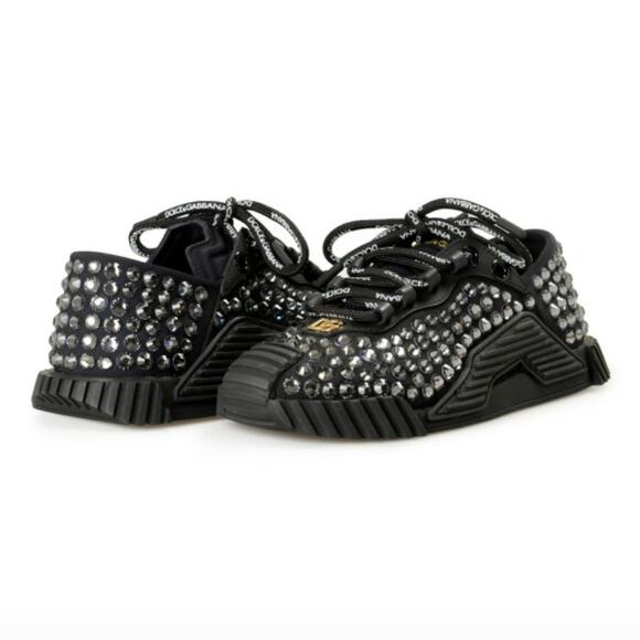 Dolce & Gabbana NS1 Rhinestone Sneakers Black Crystal NIB Size 40.5 - Picture 1 of 6